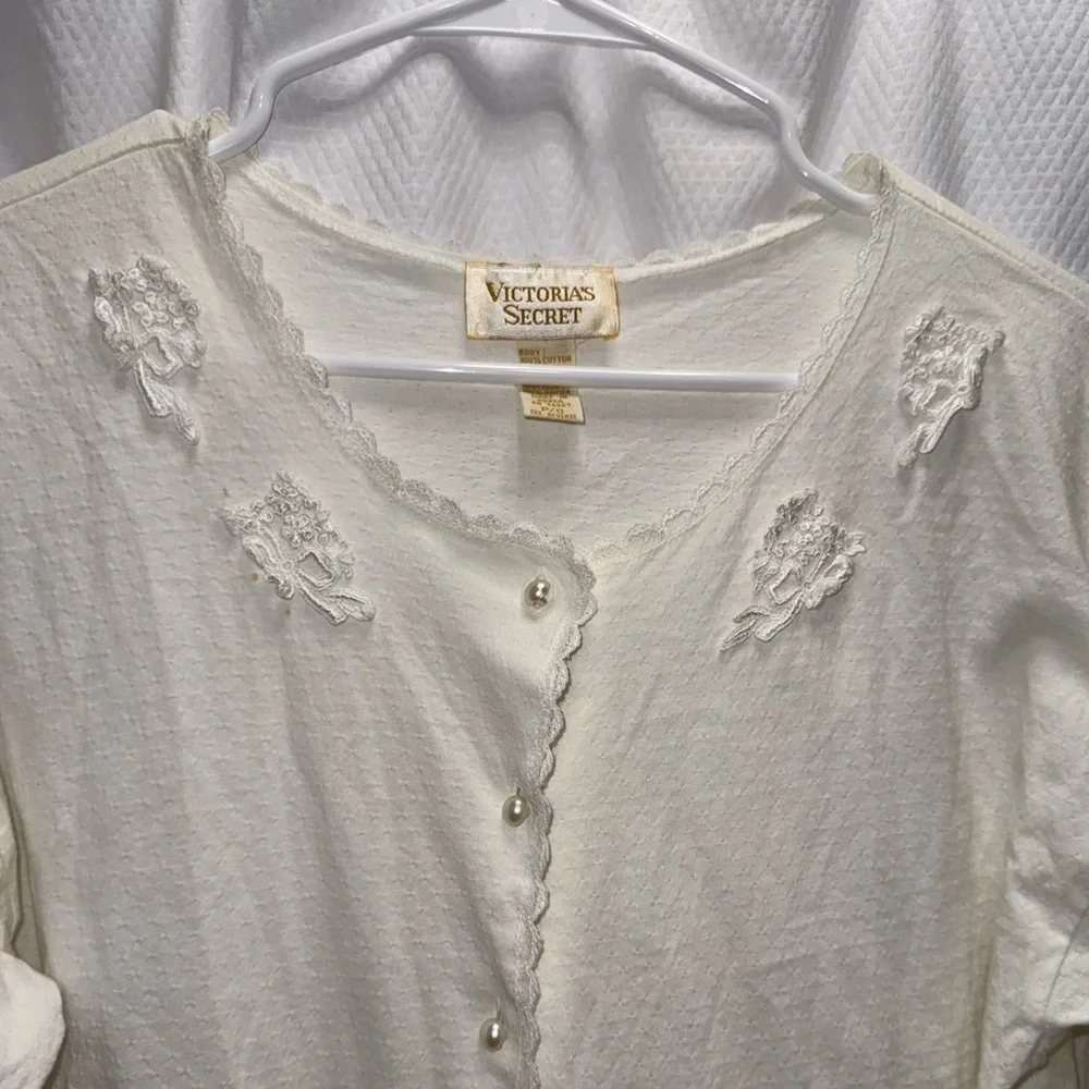 Vintage 90’s Gold Label Victorias Secret Women’s White Cotton Nightgown-Size S